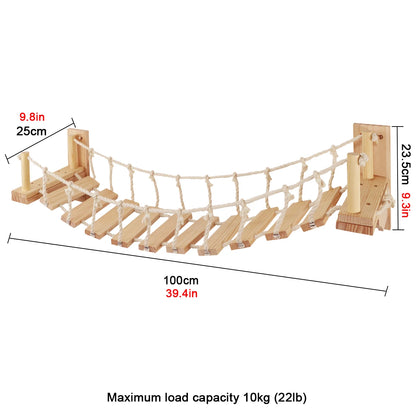 Cat Wall Shelves 100CM Long Cat Bridge for Indoor Cats Climber Cloud Shelf Kitty Bed and Perches Wooden Cat Wall Furniture