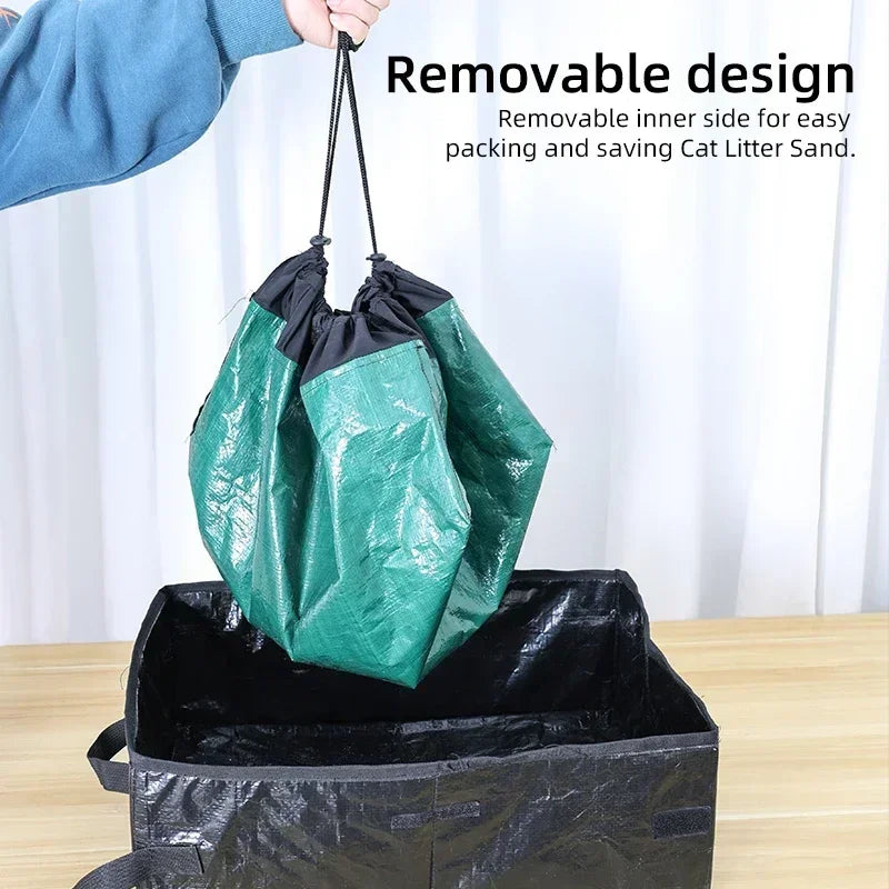 Cat Litter Box Dog Toilet Tray Portable Outdoor Waterproof Reusable Travel Oxford Litter Pan for Outdoor Travel Cat Supplies