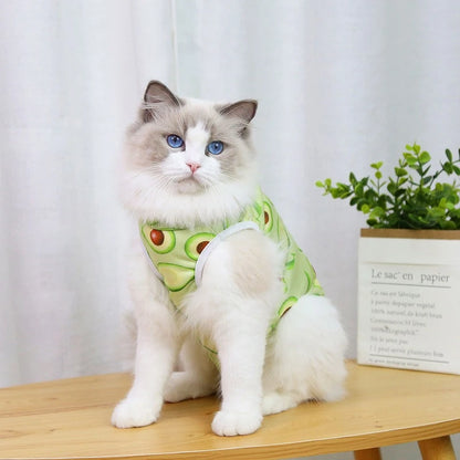 Cute Cartoon Print Overalls for Small Medium Dogs After Sterilization Dressing Surgery Pet Cat Outfit Soft Cotton Puppy T Shirts