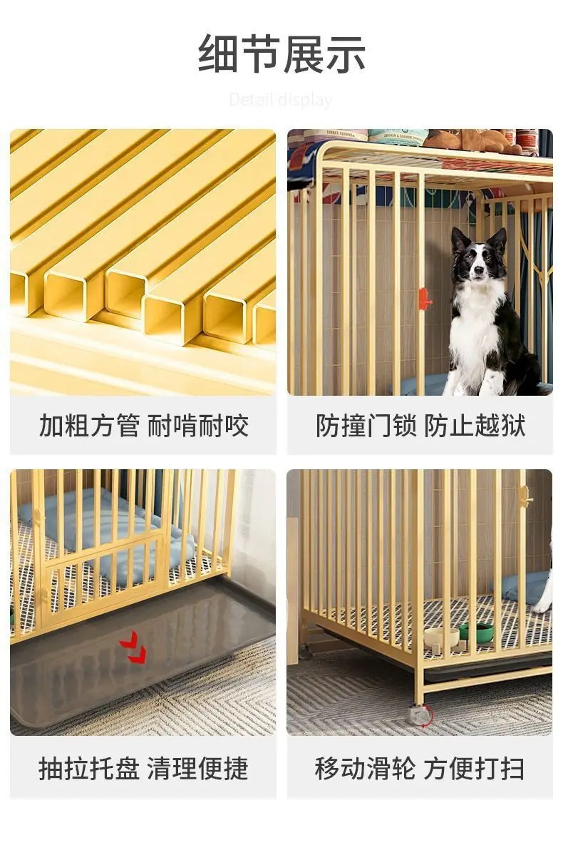 Dog cage Medium and large dog household Dog cage with toilet Square pipe Bold reinforcement Villa indoor Golden Retriever Labrad