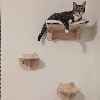 Cat Tower Cat Climbing Shelves Perch For Cat Hammock Wooden Bridge Four-step Ladders Sisal Steps & Post For Cat Play & Climb