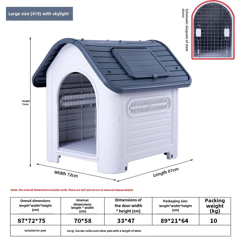 Plastic Dog Kennels Pet House with Door Modern Detachable Outdoor Indoor Waterproof Pet Houses