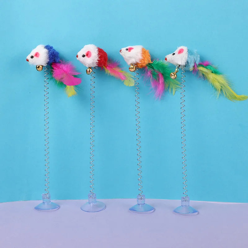 Cat Feather Toy Accessories False Mouse Worm Toy with Bell Kitten cat Toys Interactive Replacement Refill Foam Ball Training