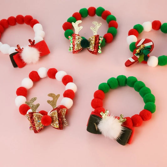 Christmas Necklace for Pet Dogs Sequins Bow Knot Candy Green Fluffy Chihuahua Small Puppy Collars Designer Fancy Cat Accessories