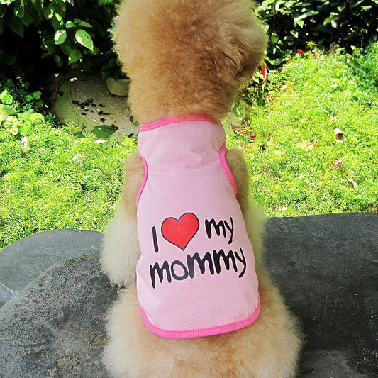 Small Dog Clothes Soft Cotton Puppy Shirt Classic Daddy Mommy Printed T-shirt Pet Vest Clothing for Cats Chihuahua Dog Apparel