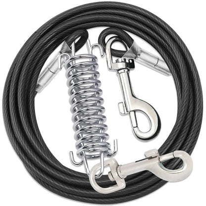 Steel Wire Dog Tie Out Cable, Dog Runner for Yard, Durable Superior Clips, Silver Dog Chains