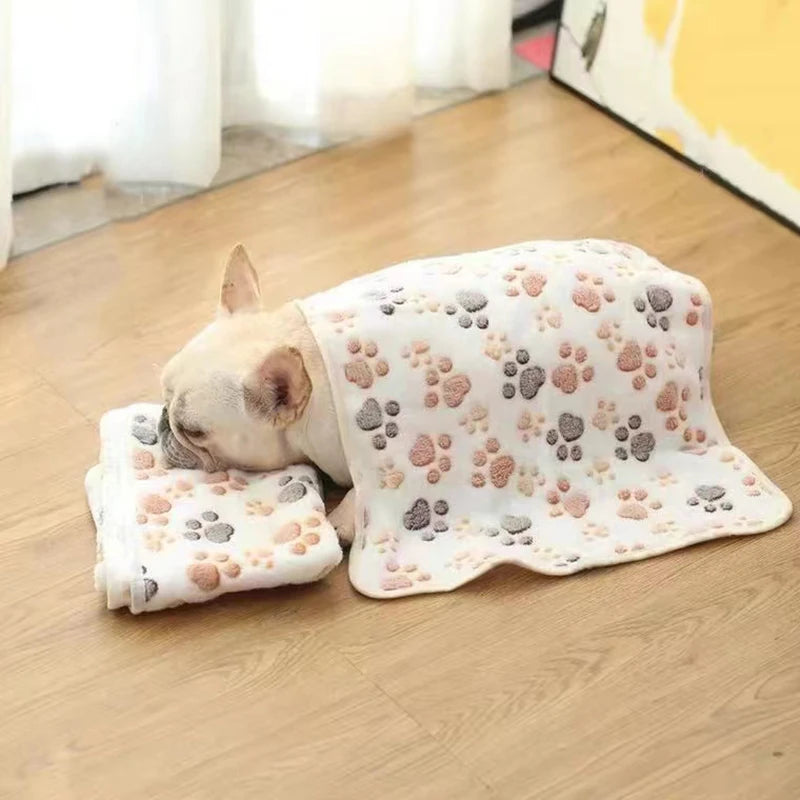 Soft Flannel Fleece Cat Dog Blanket Bed Mats Paw Foot Print Warm Pet Blanket Sleeping Beds Cover Mat For Dogs Cats Pets supplies