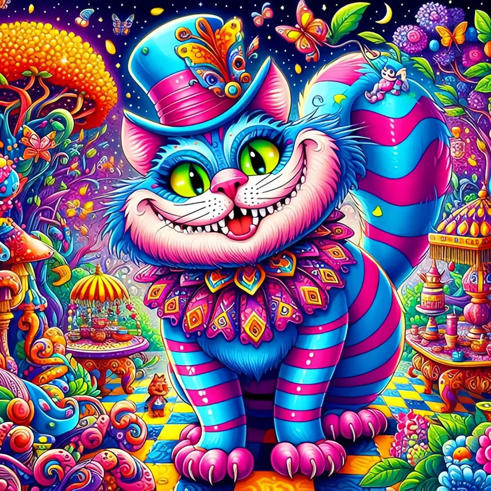 Disney Diamond Painting Cheshire Cat Rhinestone Pictures Embroidery Cartoon Adult Craft Mosaic Alice in Wonderland Wall Stickers