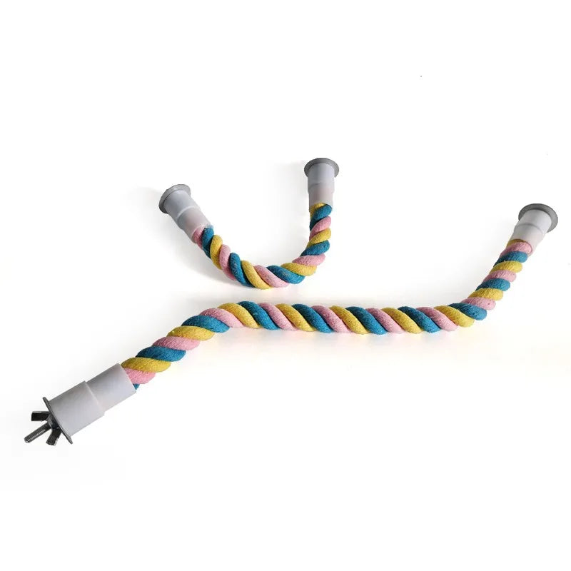 Pet Bird Bite Toys Parrot Color Cotton Rope Toys Elastic Parrot Climbing Toys Sturdy Bird Swing Harness Cage Pet Toy Swing Stand