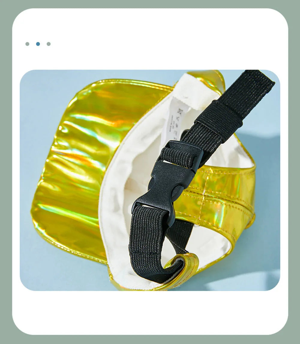 Dog Baseball Cap Fashion PU Dog Sun Hat Dog Peaked Cap with Ear Holes Adjustable Puppy Hat Waterproof Outdoor Pet Outfit Dog Cap