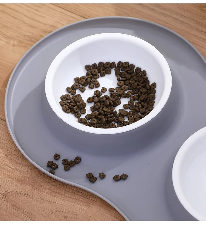 Anti-splash Double Food Bowls For Large Dogs Silicone Dog Bowl Mat Water Drinking Bowl For Cats  Anti Slip Dog Dish Accessories