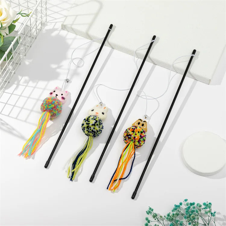 Cat Toy Cat Teaser Sticks Pussy Cat Stick Hair Ball Cat Bite Interactive Toy Replacement Head Pet Supplies