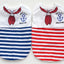 Pet Dog Clothes For Small Dogs Summer Cartoon Vest Clothing Sailor Tie Anchor Print Navy Tie Stripes Cat Dog Breathable T-Shirt