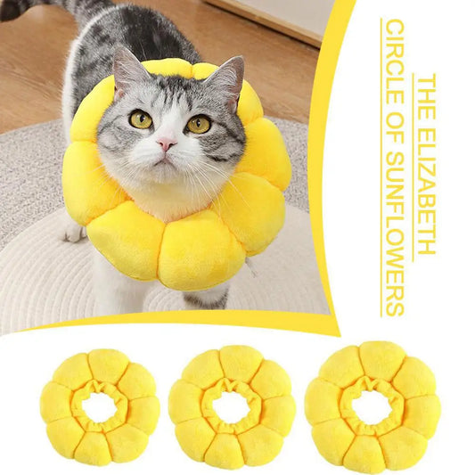 3 Sizes Adjustable Sunflower Elizabeth For Pet Cat Anti-bite Recovery Collar For Dog Cat Sterilization Anti Lick Head K1F9