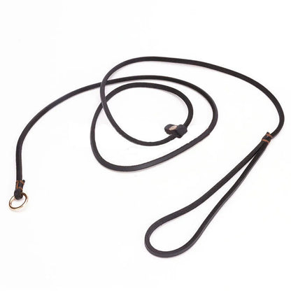 Soft Slim Genuine Leather Dog Slip Lead Control Leash for Small Dogs No Pull Pet Puppy Training Choke Collar P Chain Slip Leash