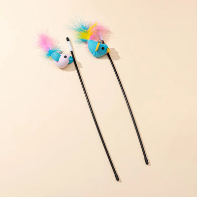 Cat Toy Cat Teaser Sticks Black Plastic Cat Teaser Stick Feather Bird Bell To Relieve Boredom Self Hi Cat Toy Cat Teaser Stick
