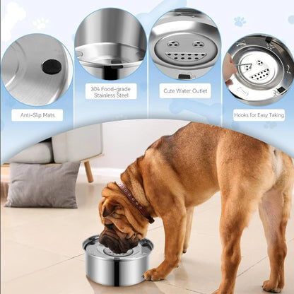 1L/3L/5.6L Stainless Steel Dog Floating Bowl, No Spill Anti-Splash Dog Water Dispenser, Non-Slip Dog Cat Pet Water Feeder Bowl