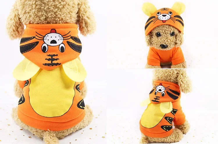 Costumes Cartoon Cute Pet Dog Clothes Winter Christmas Soft Fleece Animal Duck Owl Tiger Dinosaur Cosplay Dog Hoodies Clothes
