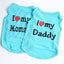 Small Dog Clothes Soft Cotton Puppy Shirt Classic Daddy Mommy Printed T-shirt Pet Vest Clothing for Cats Chihuahua Dog Apparel