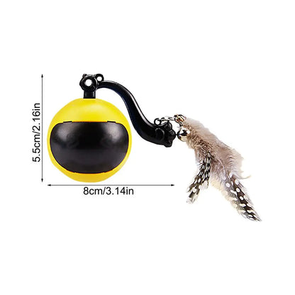 Smart Ball Cat Toy Cat Power Ball with Feather Tails Moving Cat Toy with LED Light and Sound Kitten Exercise Hunting Toys