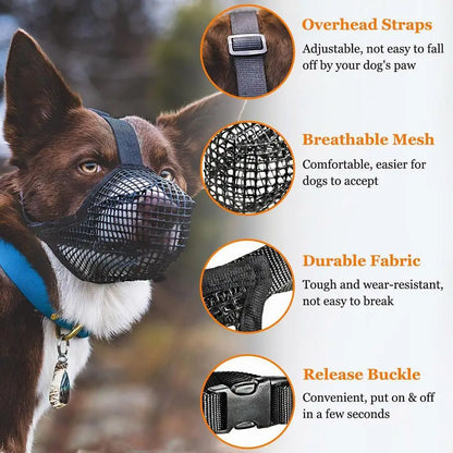 Dog Mouth Cover No Bite Muzzle For Dogs Mesh Design For Breathability And Comfort Adjustable Muzzles For Large Breed Dogs More