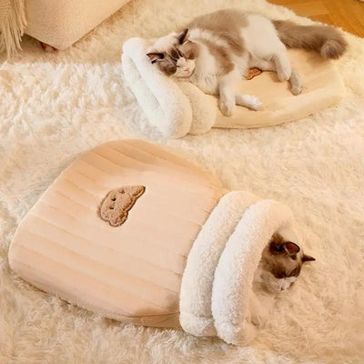 Cat Sleeping Bag Sleeping Bag Semi-Enclosed Cats Dogs Warming Pad Soft Cat Bed Lovely Cat Nest Pet Supplies for Cats and Dog