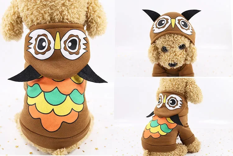 Costumes Cartoon Cute Pet Dog Clothes Winter Christmas Soft Fleece Animal Duck Owl Tiger Dinosaur Cosplay Dog Hoodies Clothes
