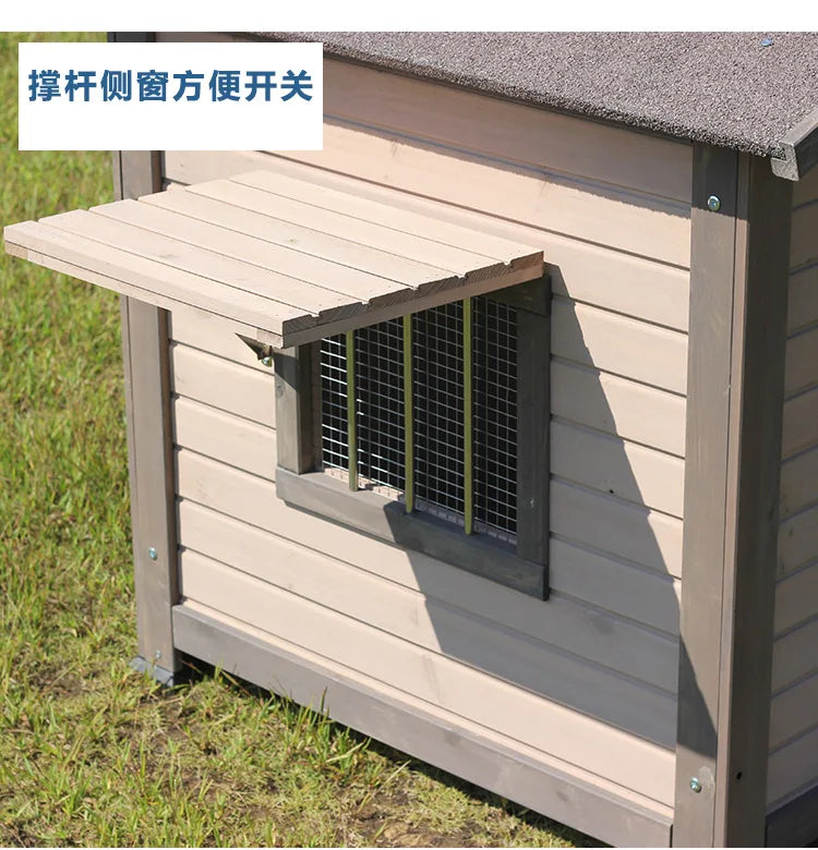 Outdoor Solid Wood Sunscreen Rain Protection Dog House Kennel Large Medium-sized Dog Courtyard Villa Universa