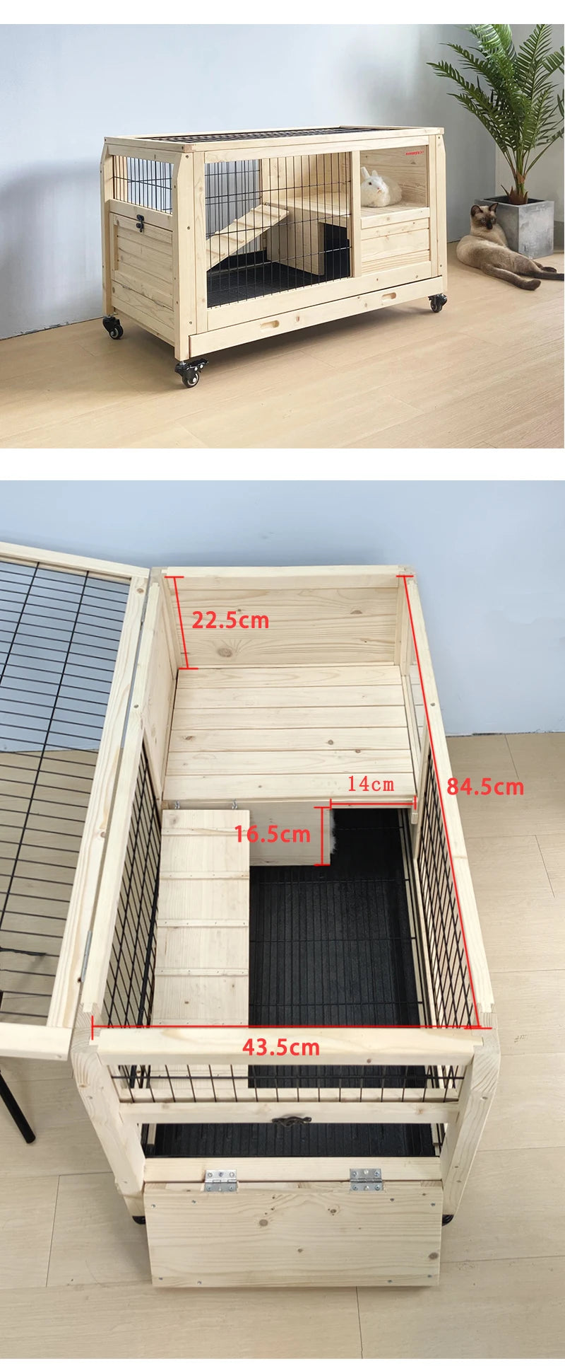 Pulley Indoor Solid Wood Rabbit Cage Dragon Cat House Guinea Pig Villa Dutch Pig Nest Small Pet House Hedgehog Turtle House