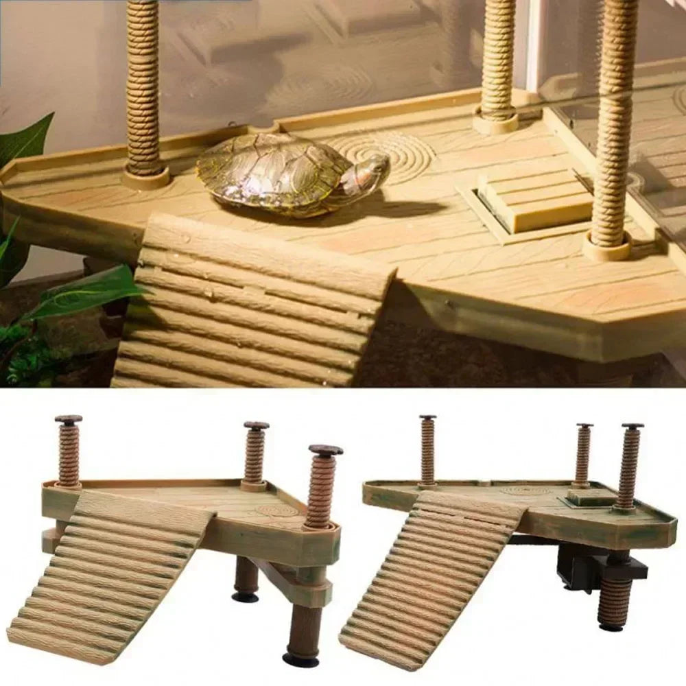 Large Transparent Turtle Tank with Basking Platform High Definition PET+ABS Plastic Anti Drop Aquarium Fish Tank Reptiles Box