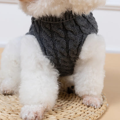 Teddy Bear Small Dog Clothes Solid Color Warm Winter Sweaters for Cats Lightweight Knitting Vest Leisure Outdoor Pet Overalls