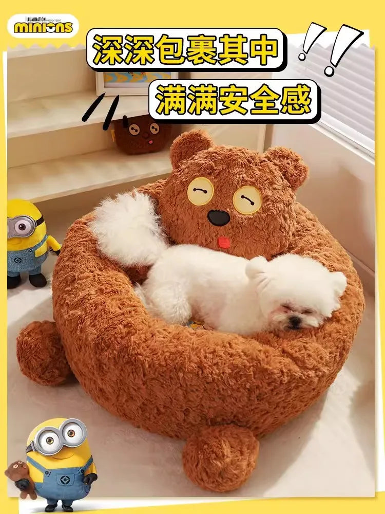 Minions joint series TIM bear pet litter cat litter winter warm kennel small dog teddy pet supplies