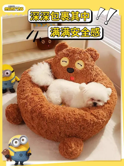 Minions joint series TIM bear pet litter cat litter winter warm kennel small dog teddy pet supplies