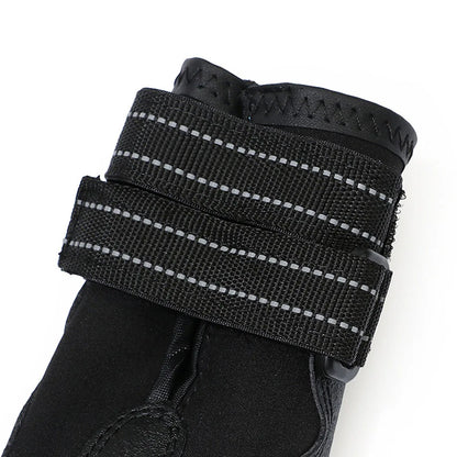 4pcs/set Pet Dog Shoes Reflective Waterproof Dog Boots Warm Snow Rain Pet Booties Anti-slip Socks Footwear For Medium Large Dogs