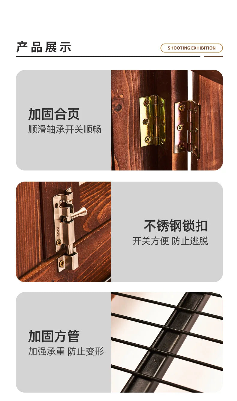 Cross-border new pet waterproof solid wood dog cage thickened pine golden retriever dog cage pet nest indoor high-end dog villa