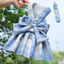 Puppy Dog Adjustable Harness Pet Plaid Skirt Cat Dog Vest Type Traction Clothes Small Dog Party Birthday Wedding Bowknot Dress