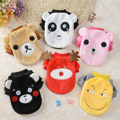 XS-XL Cute Winter Small Dog Cat Warm Vest Fleece Cartoon Printed Puppy Pet Cat Dog Clothes for Small Medium Dog Hoodie Chihuahua
