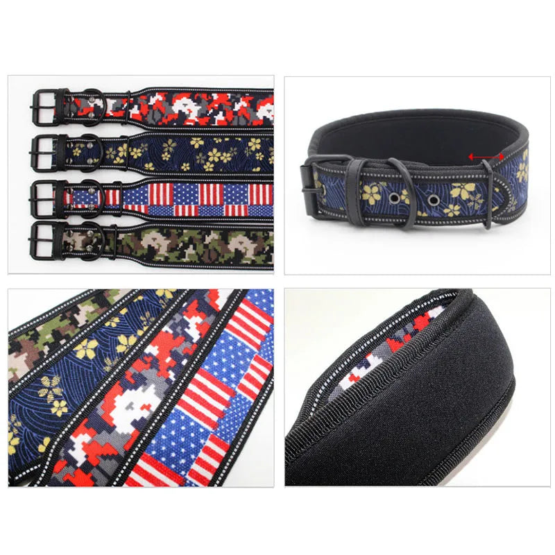 Reflective Puppy Big Dog Collar with Buckle Soft Padded Wide Adjustable Pet Collar for Medium Large Dogs Pitbull Leash Dog Chain