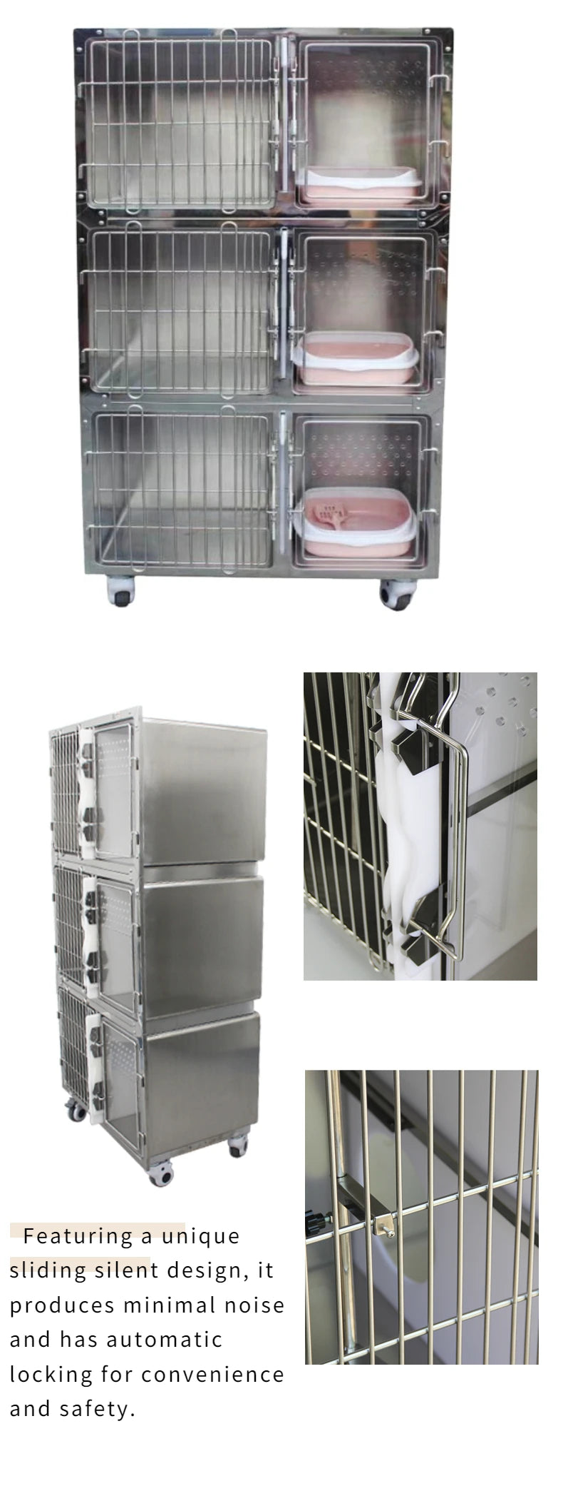 Hot Selling 304 Stainless steel high end cat cage with independent cat toilet