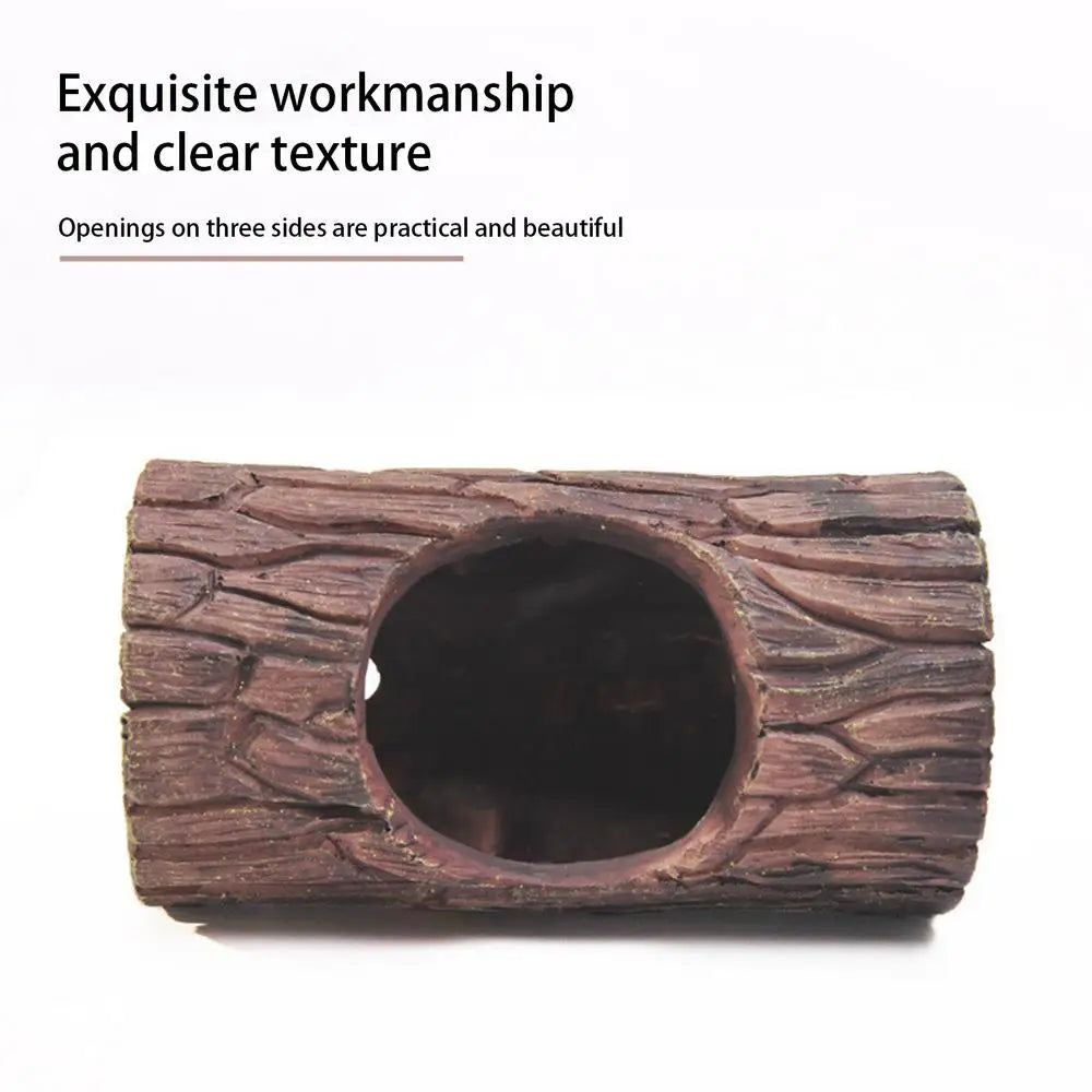 Reptile Tree Hide Resin Lizard Sleeping Cave Hollow Simulation Log Hide Waterproof Habitat Shelter Decor Realistic Tank Decor