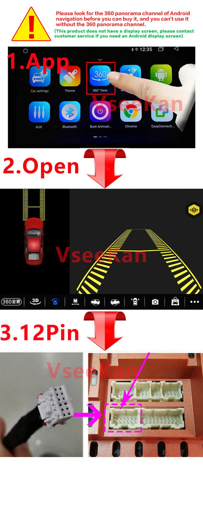 1080P 360° Panoramic Camera  HD Rear / Front / Left / Right 3D 360 Bird View Panoramic Accessories For Car Android Radio