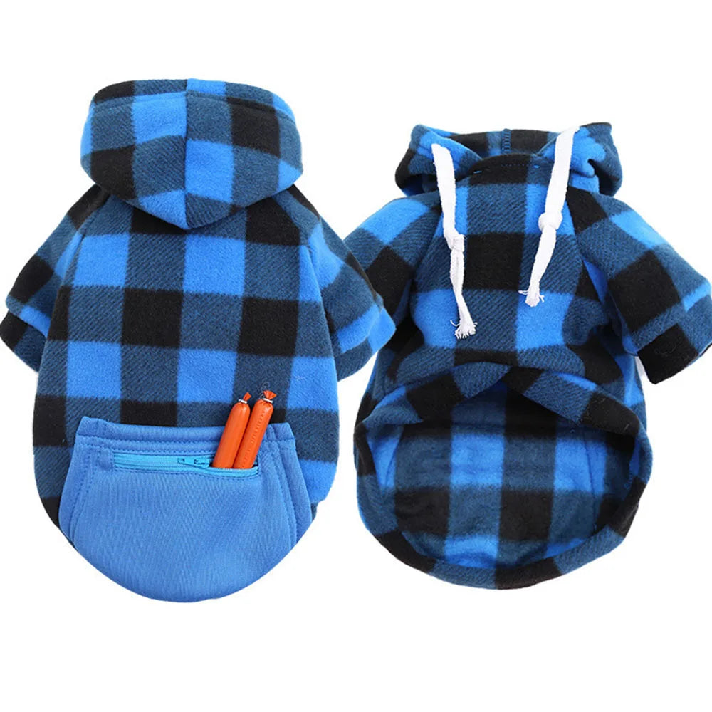 Winter Warm Pet Dog Clothes Plaid Printing Big Dog Coat Outfit for Large Dogs Labrador Hoodies Sweater Gold Retriever Clothing