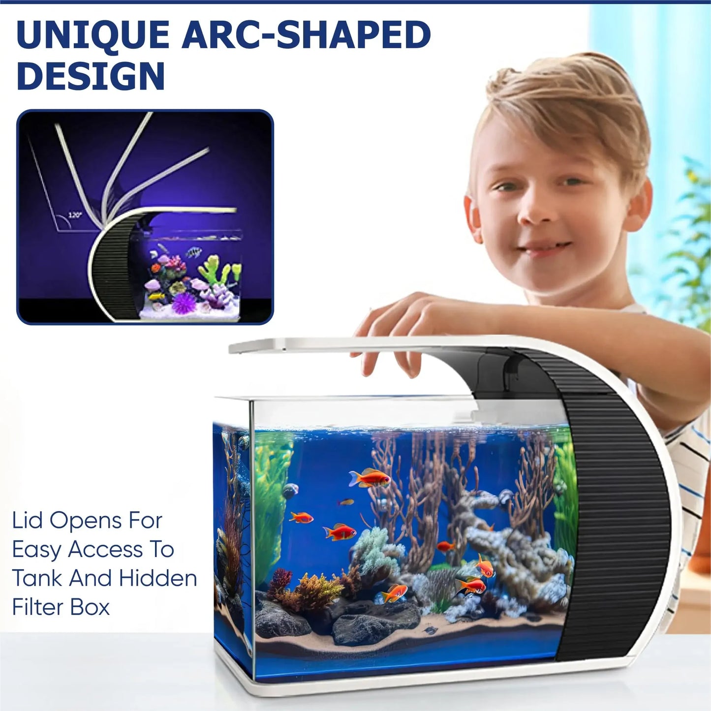 Wholesale Hygger 5 Gallon 19L Eco-Friendly Glass Aquarium Fish Tank with LED Lights and Filter Pump