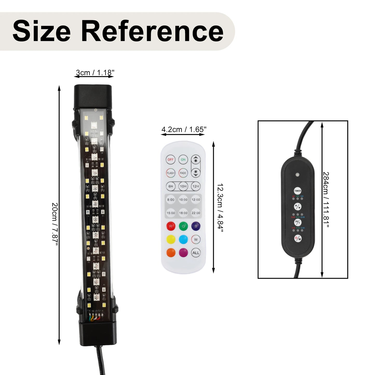 UXCELL 20CM Aquarium LED Light 8W Fish Tank Light 7 Color Timer Function 1 Set  for Fish Tank Fish and Aquatic Pet