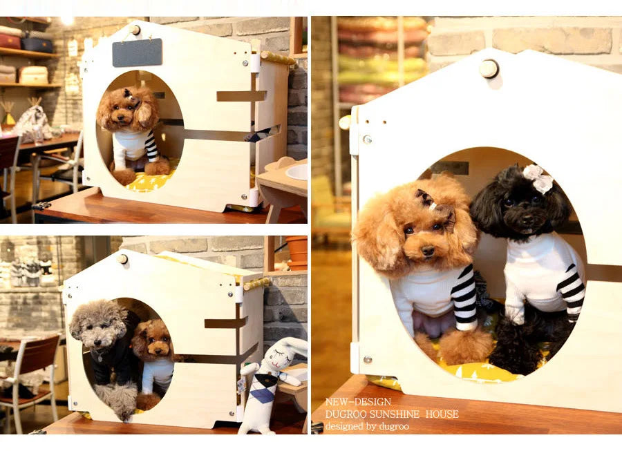 Pet natural birch hairball decoration, kennel wooden house, pet tent shed design