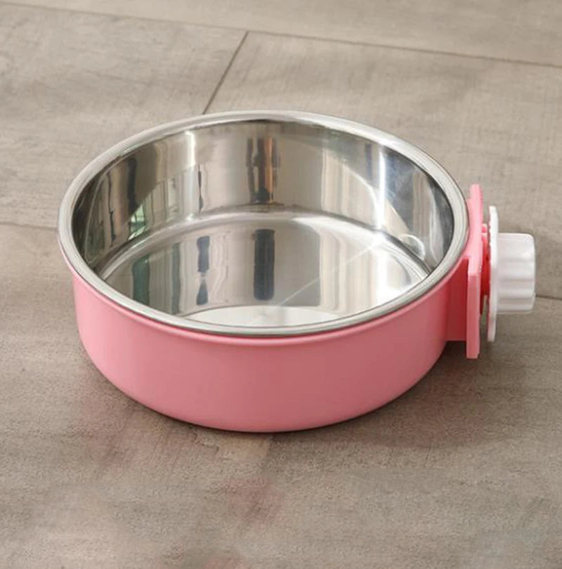 Pet Bowl Can Hang Stationary Dog Cage Bowls Stainless Steel Dog Cat Hanging Bowls Feeding Container for Small Dogs Accessorie