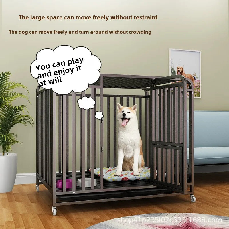 Dog cage Household Indoor with toilet Large Medium Small Dog Teddy Corgi Bichon Shiba Golden Retriever Large cage Kennel