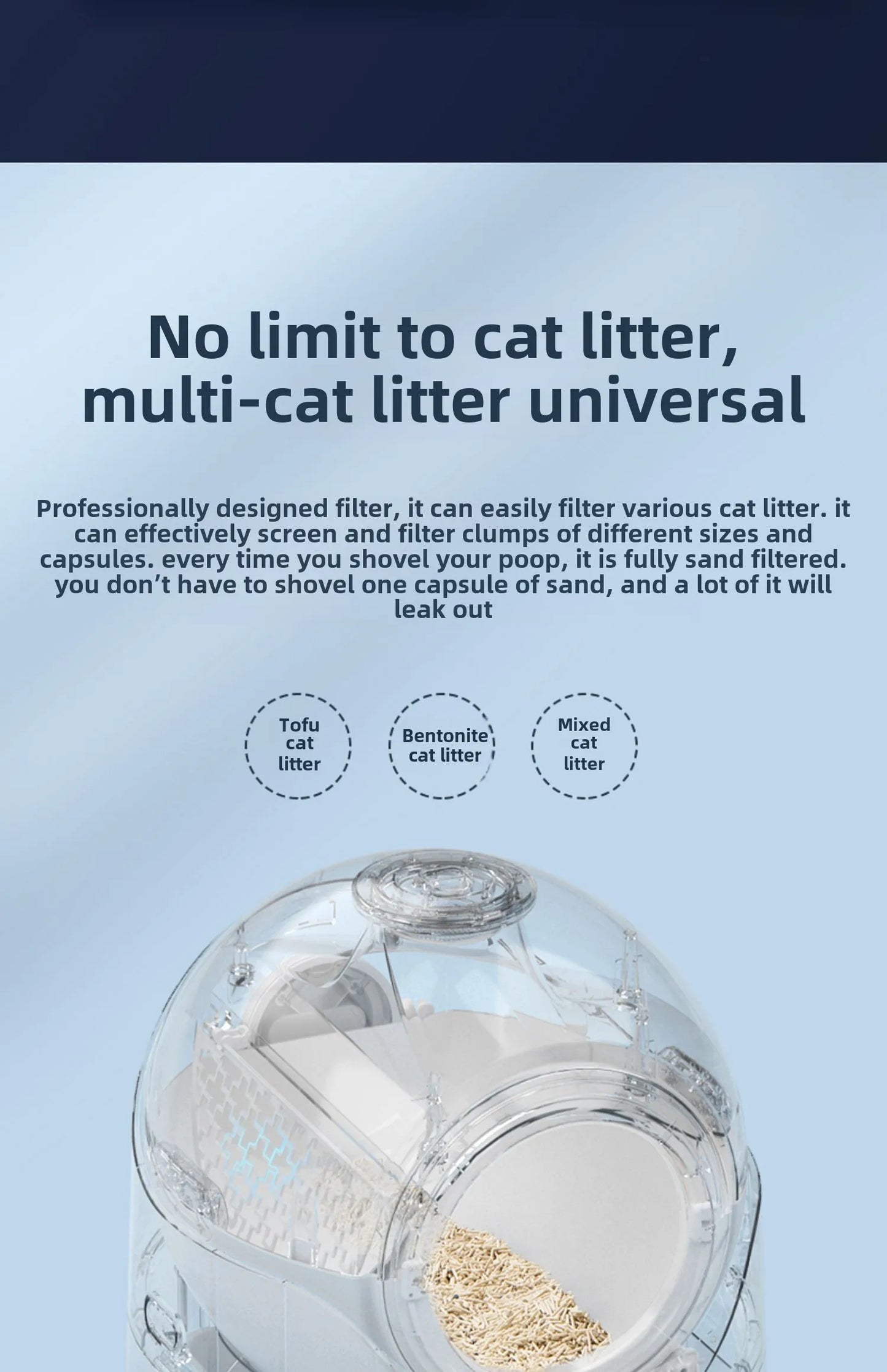 Semi-Automatic Cat Litter Pan Portable Quick Cleaner Semi-Automatic Cat Litter Box Anti-Odor with Litter Splash Bowl