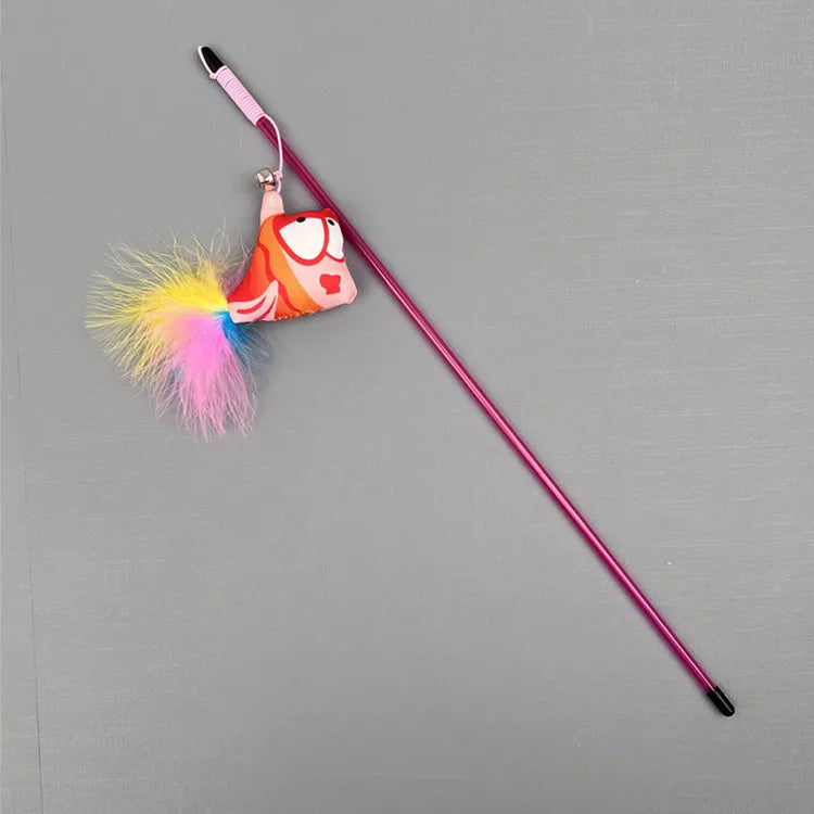 Cat Toy Cat Teaser Sticks Ocean Fish Playing Cat Stick Pet Supplies Biting Cat Toys Cat Mint Doll Feather Throwing Interaction