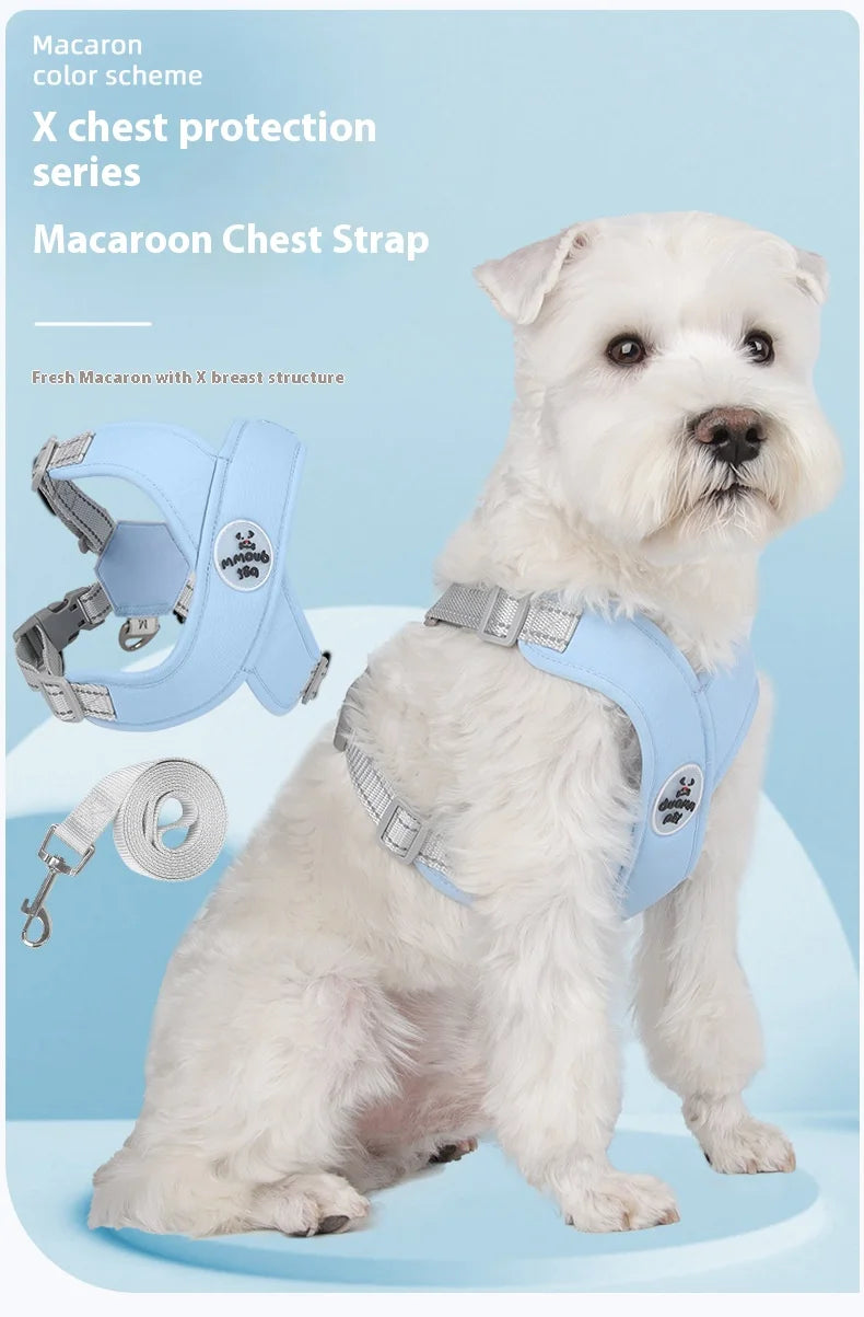 New breathable pet chest harness vest style reflective dog leash pet leash